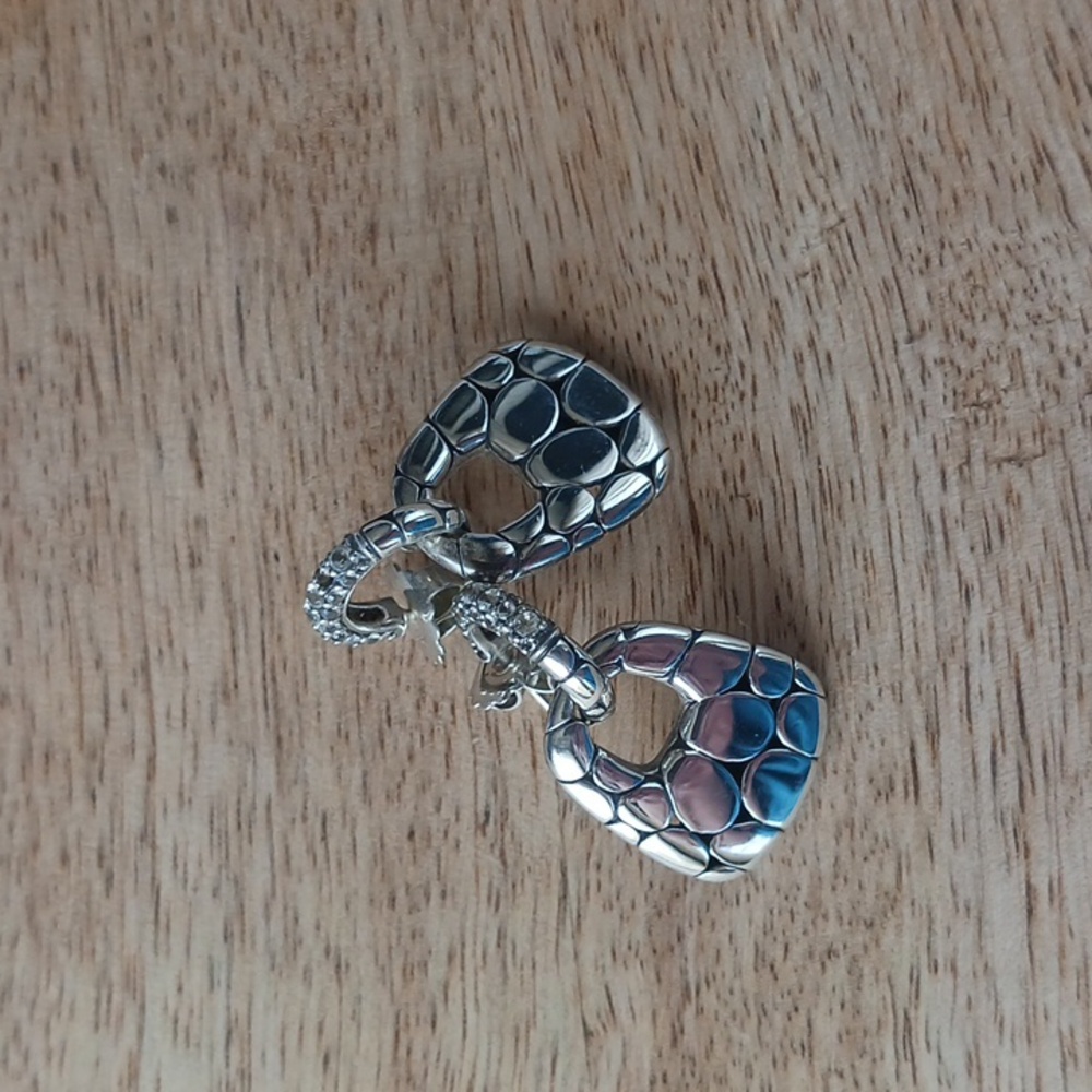 John Hardy Sterling & White Topaz Doorknocker Earrings Vintage Kali Pebble